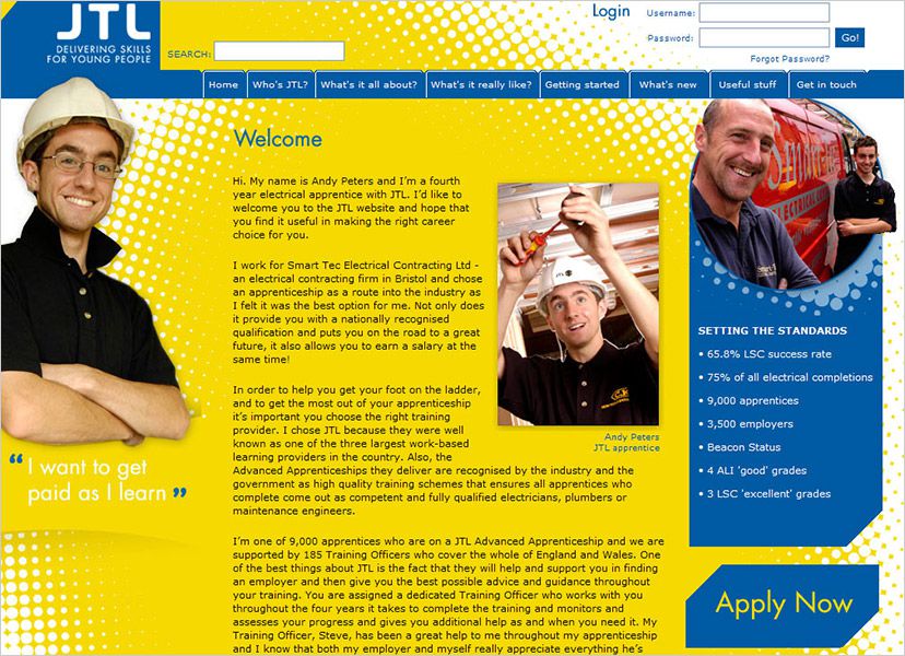 JTL - Young Person site welcome page